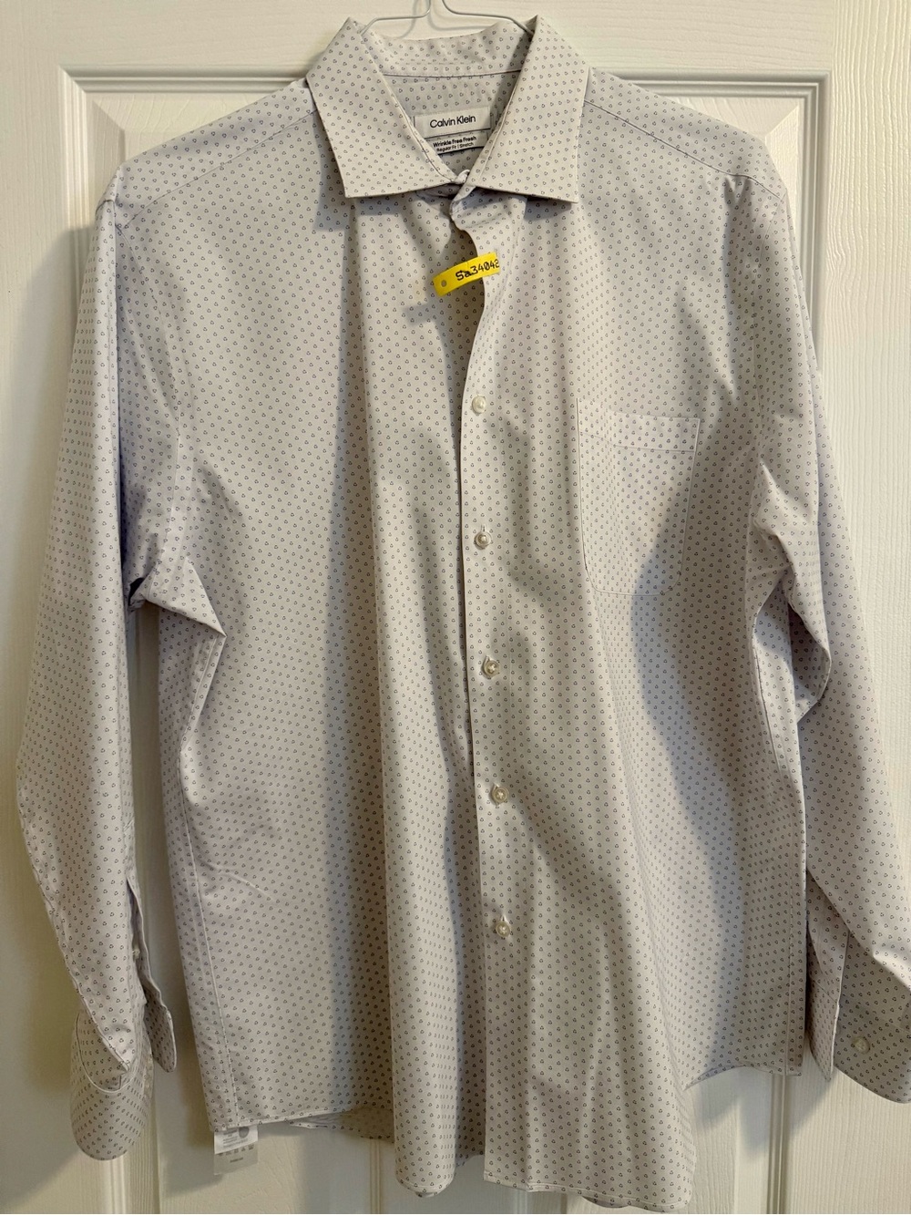 Calvin Klein Light Gray Micro-Dot Dress Shirt XL 17-17.5 34-35